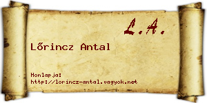 Lőrincz Antal névjegykártya